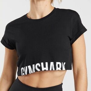 Gymshark fraction black crop top S workout athletic yoga cycle athleisure.